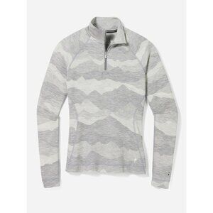 Smartwool Classic Thermal Merino Base Layer Quarter Zip Gray Mountain Scape L